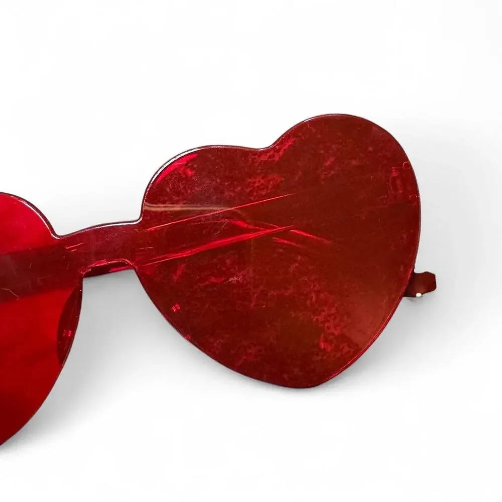 Heart Shaped Bright Red Y2K 90s Summer Pool Party Vibes Sunglasses — One Size